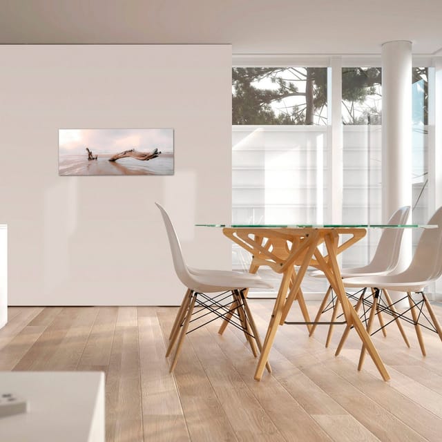 Art For The Home - Leinwandbild - Strand Holz - Beige - 100x40 cm