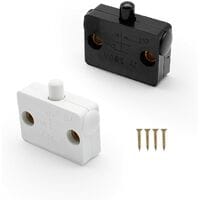 Ersandy - 2-teiliger Schrankschalter, automatischer Einbauschalter für Schränke, mit 4 Schutzhüllen und 4 Schrauben (schwarz + weiß)