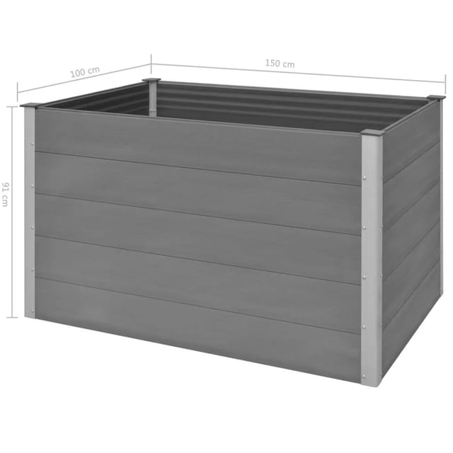 Garten-Hochbeet WPC 150x100x91 cm Grau vidaXL