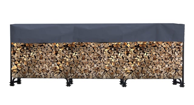 Quick-star - Metall Kaminholzregal 272 x 25 x 95 cm mit Schutzhülle Garten Kaminholzunterstand 1,0 m³ / 1,5 srm Stapelhilfe