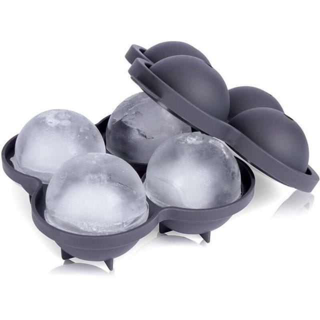 Form für vier große Eiskugeln, 8 cm, schwarzer Thermoplast