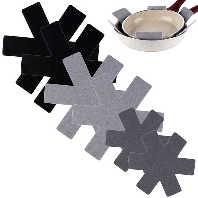 Six protective pads for kitchen utensils against scratches