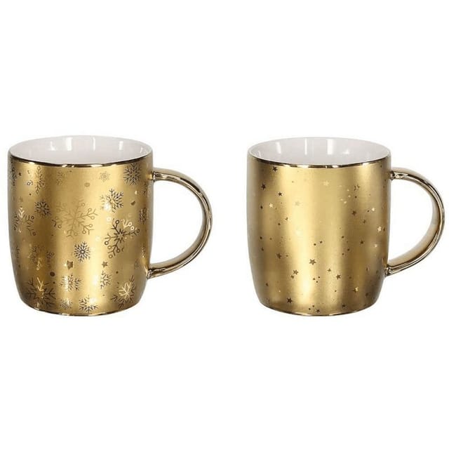Gewölbter Becher 370 cc All Gold Gold Porzellan Weihnachtslinie