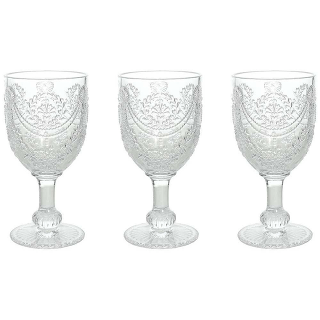 Set 3 elegante Savoy-Kelche aus transparentem Glas 320 cc