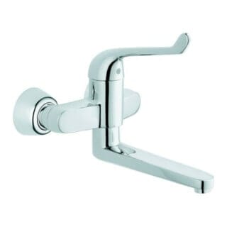 Grohe - Euroeco Special Einhand-Sicherheitsmisch-Waschtischbatterie, Ausladung 256mm, Hebel170mm, Chrom, Wandmontage