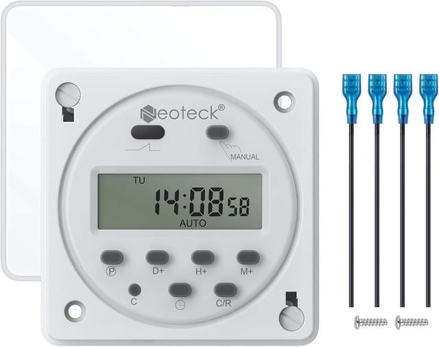 12 V 16 A Digitale Zeitschaltuhr-steckdose Mit 16 Programmen, Programmierbare Zeitschaltuhr, Elektrische Steckdose Mit Lcd-digitalanzeige, Diebstahlschutz, Mit Wasserdichtem Gehäuse/anschlussklemmenbl