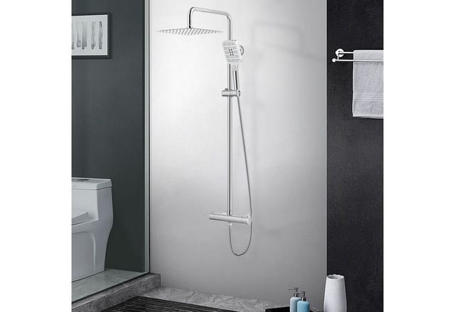 Duschsystem mit Thermostat 3 Strahlart(en), komplett-set, 92-126 cm Duschstangen Edelstahl Duschamaturenset Wassersparend