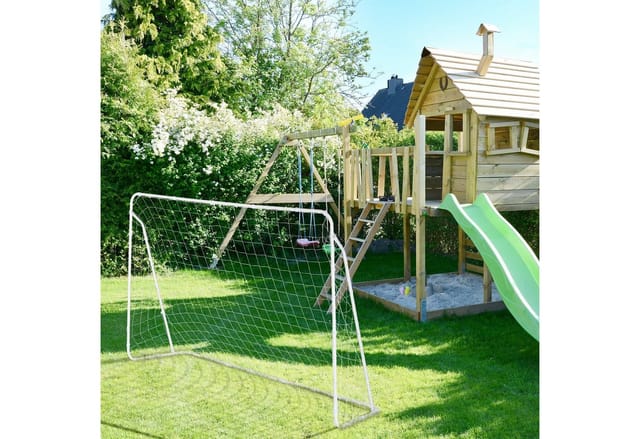 Fußballtor Garten, Kinder & Erwachsene, Soccertor groß, hbt: 153x217x75 cm, Metall, stabiles Tor Fußball, weiß - Relaxdays