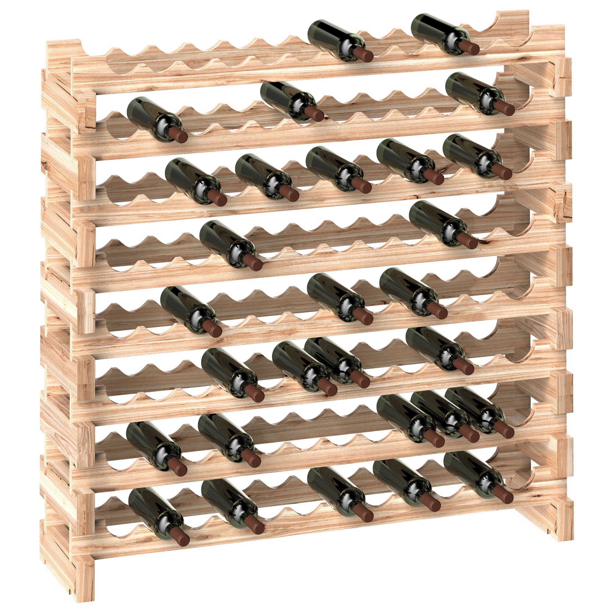 Weinregal Für 96 Flaschen, Weinablage Mit 8 Verstellbaren Ebenen, 114 × 28 × 113,5 Cm, Naturholz
