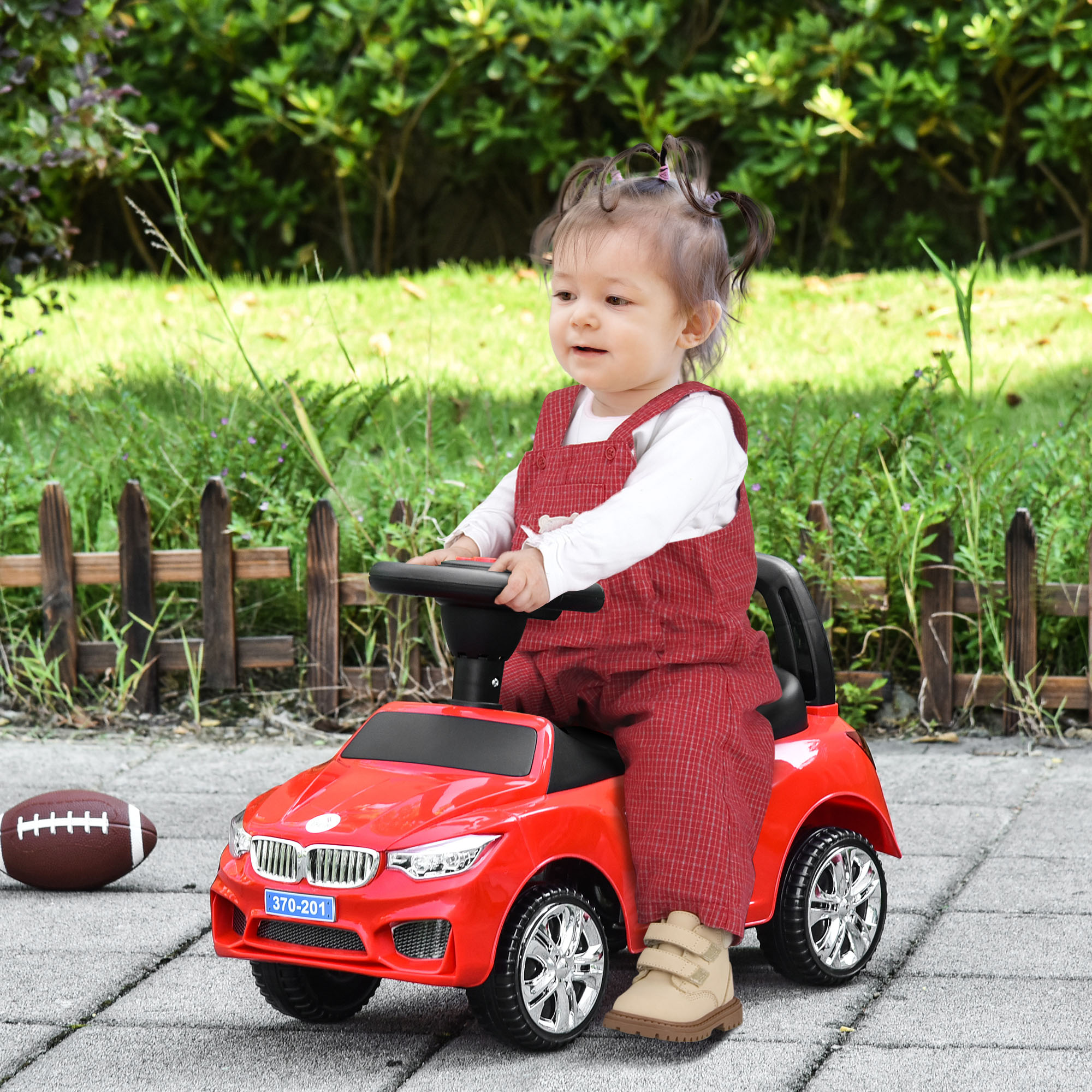 Kinderauto Für 18-36 Monate Mit Scheinwerfern, Musik, Hupe, Lenkrad, Stauraum Und Schiebegriff – Rot