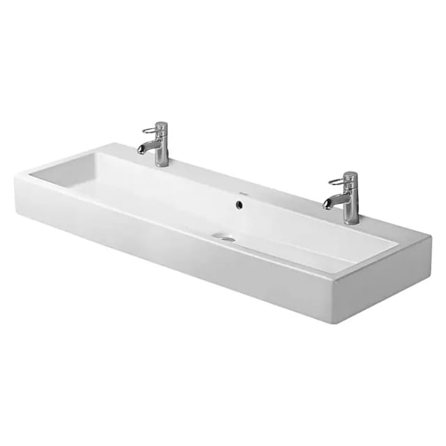 Duravit - Vero - Doppelwaschbecken 120x47 cm, mit Überlauf, 2 Hahnlöchern, Alpinweiß 0454120024