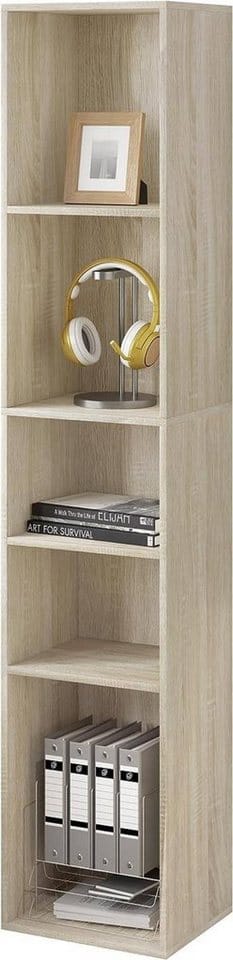 Woltu - Bücherregal, offenes Regal mit 5 Würfeln, Würfelregal Raumteiler Standregal Aktenregal Aufbewahrungsregal schmal, in Wohnzimmer Büro, aus
