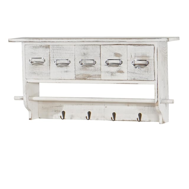 Hegele - neuwertig] Küchenregal HHG-355, Haushaltsregal Regal, Vintage mit 5 Schubladen 32x65x13cm Shabby Look, weiß