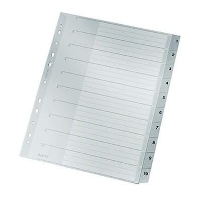 Leitz - Zahlenregister din A4 Überbreite 250g/m² 1-10 Polypropylen grau