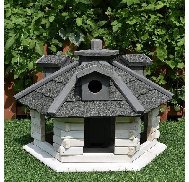 Melko - Vogelhaus mit Futterspender xxl Vogelfutterhaus Holz Vogelvilla Vogelhäuser