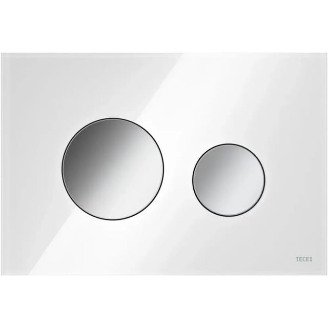 Betätigungsplatte Glas loop für WC-Zweimengentechnik, Glas weiß, Tasten Chrom glänzend 9240 - Tece