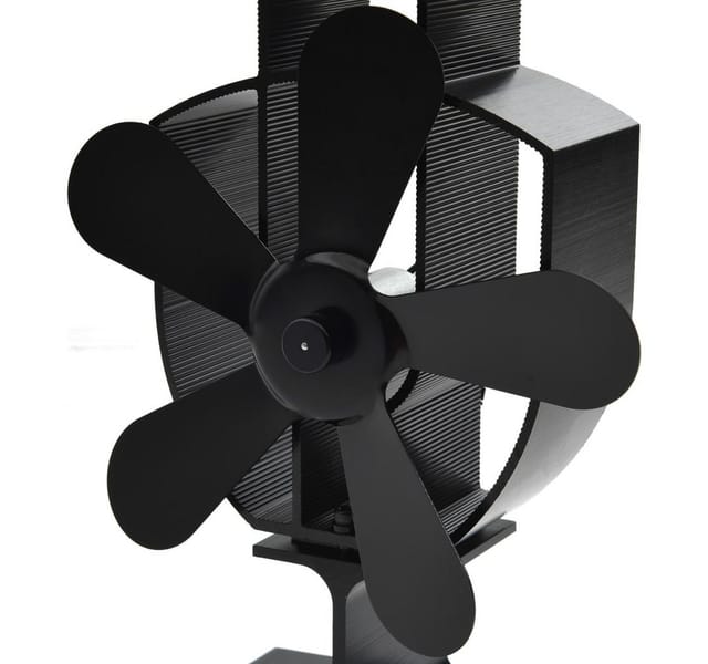Wärmebetriebener Ofenventilator mit 5 Blättern Schwarz