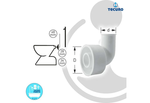 tecuro WC-Spülrohrverbinder - Winkelform - Ø 48/28