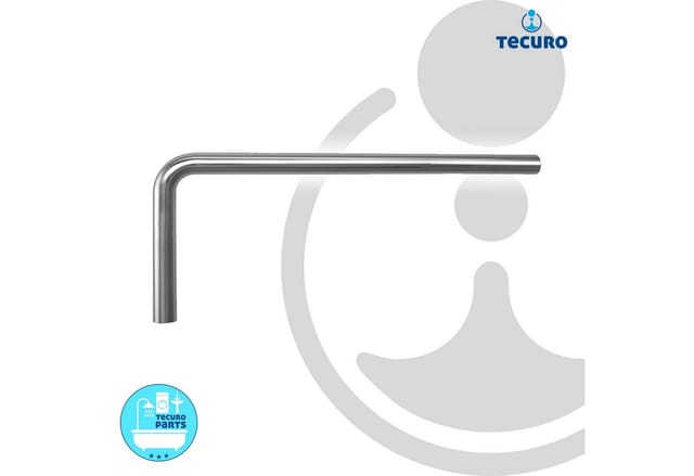 Tecuro - Abgangsrohr - Bodenrohr, Länge 680 mm mit 90° Bogen - verchromt