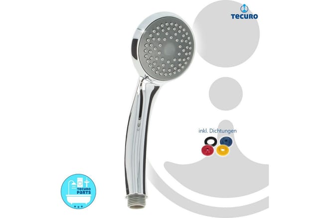 Tecuro - Komfort-Handbrause ø 70 mm, mit Brauseregen (Normalstrahl) Antikalknoppen, chrom