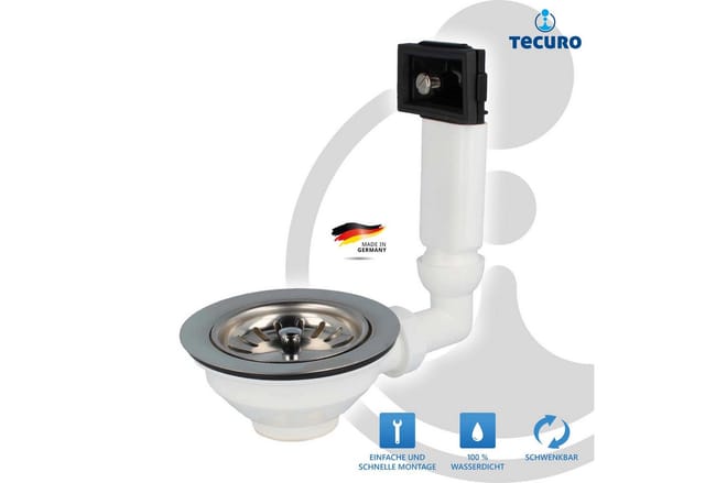 Spülen-Siebkorbventil ø 114 mm (3 1/2 Zoll) mit Überlauf 38x64 mm - Tecuro