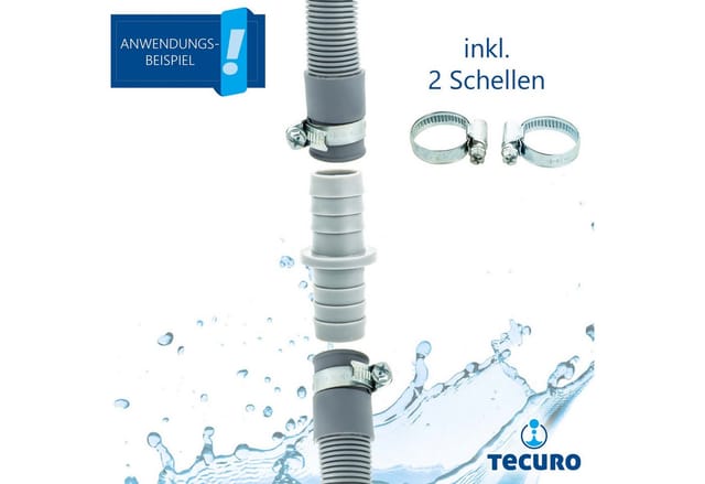 Tecuro - Verbindungssatz für Ablaufschläuche ø 19-21 mm von Wasch-, Spülmaschinen