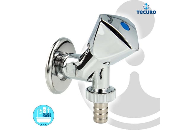 Tecuro - Geräteventil 1/2 Zoll mit Rückflussverhinderer - für Wasch- und Spülmaschine, Messing verchromt