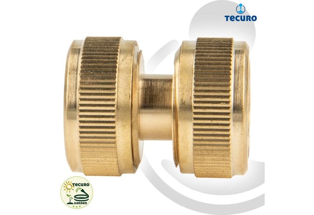 Tecuro - Schlauchverbinder für Wasserschläuche 1/2 Zoll (13 mm) - Messing-blank