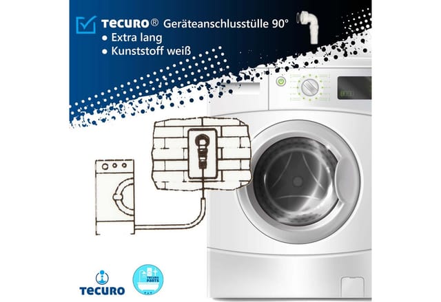 Geräteanschlusstülle 1 Zoll 90° extra lang, für Spülensiphon - Tecuro