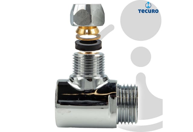 Tecuro - 2-Wege Verteiler T-Stück 1/2 ig x ø 10 mm Quetsche x 1/2 ag, Messing verchromt