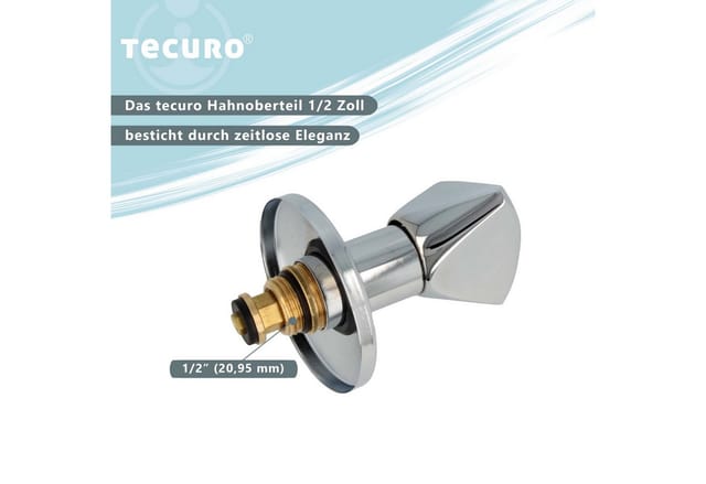 Tecuro - Hahnoberteil Sanitäroberteil 1/2 Zoll, mit Griff und Rosette, für Unterputz-Ventile - blau/rot