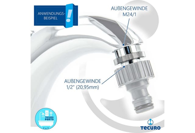 Tecuro - Mischdüse - Armaturen Adapter M24 x1 ag auf 1/2 Zoll Außengewinde, verchromt