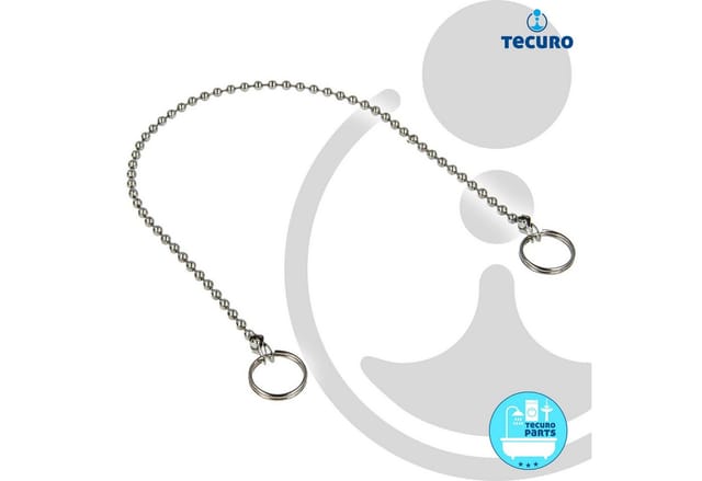 Tecuro - Ventilstopfen Kugelkette 30 cm x ø 3,6 mm, verchromt - mit zwei Schlüsselringen