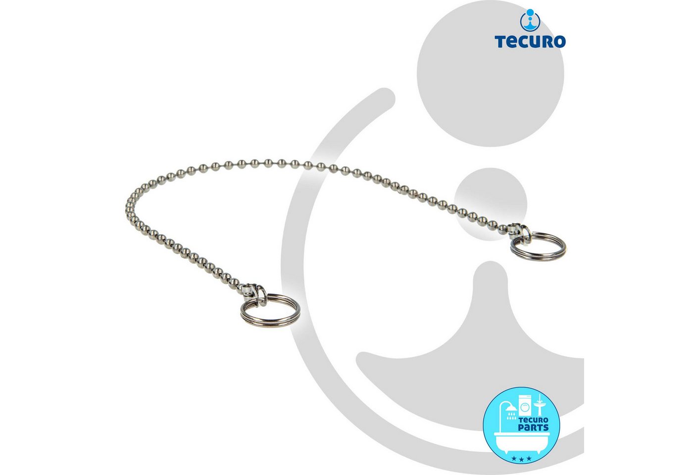 Tecuro - Ventilstopfen Kugelkette 30 cm x ø 3,6 mm, verchromt - mit zwei Schlüsselringen Bild 2