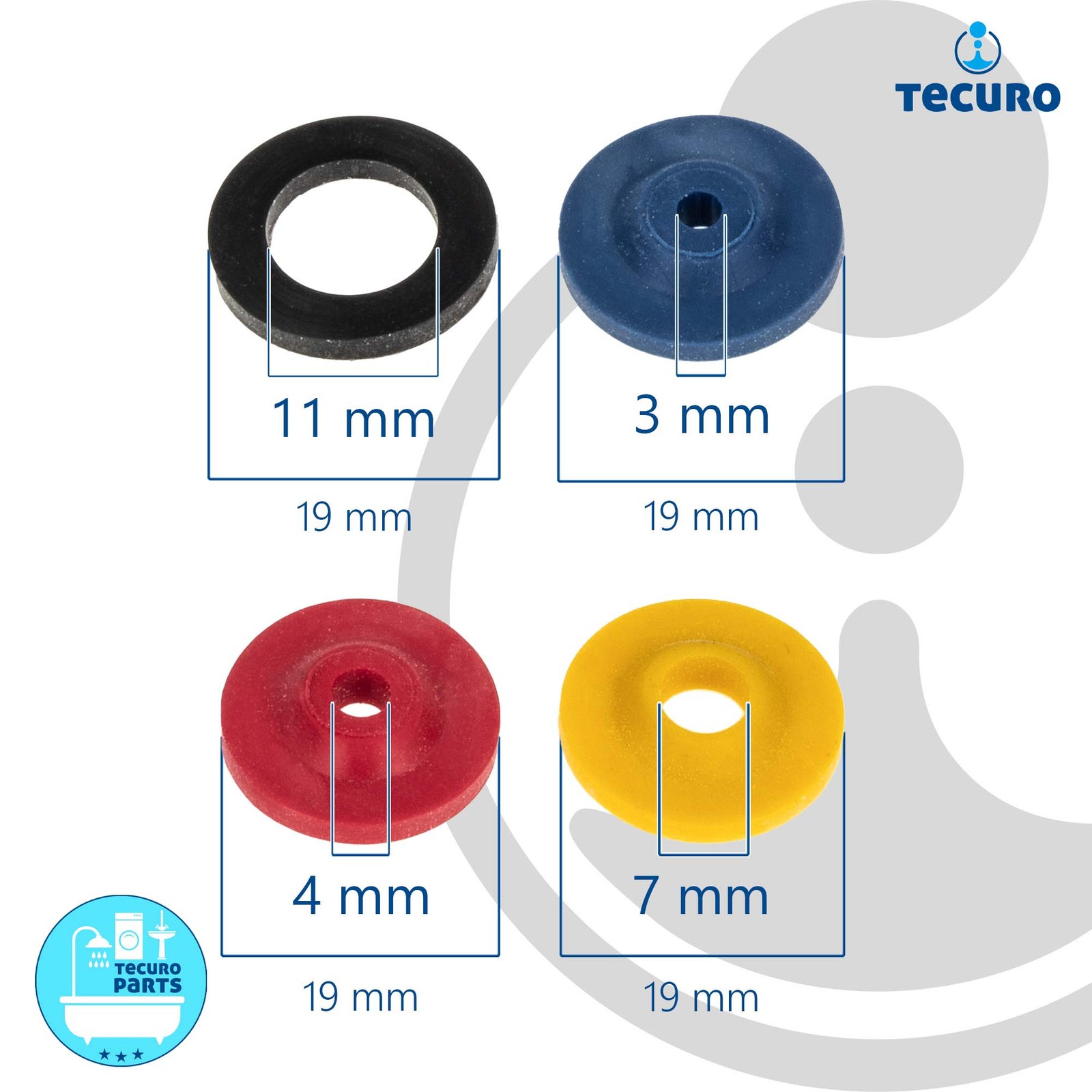 tecuro Wasser-Spar-Set für Brauseschlauch/Duschkopf - Wasserdurchflussbegrenzer Blau 5 Liter, Rot 7 Liter, Gelb 11 Liter Bild 6