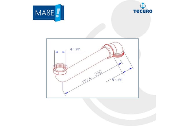 Tecuro - Raumschaffer-Verlängerung 1 1/4 Zoll x 230 mm für Ablaufgarnitur von Waschtisch