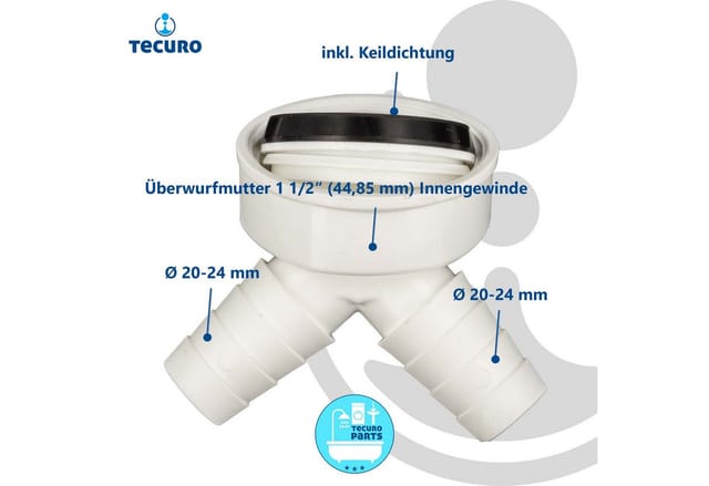 Y-Doppel-Gerätetülle mit 1 1/2 Zoll Überwurfmutter (ig) - Tecuro
