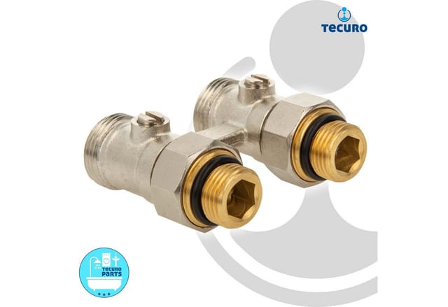 Tecuro - Hahnblock-Verschraubung für 2-Rohrbetrieb, 50 mm, Durchgangsform