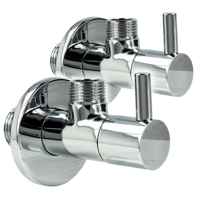 Tecuro - design Eckventil round (Doppelpack) - 1/2 Zoll - Messing verchromt