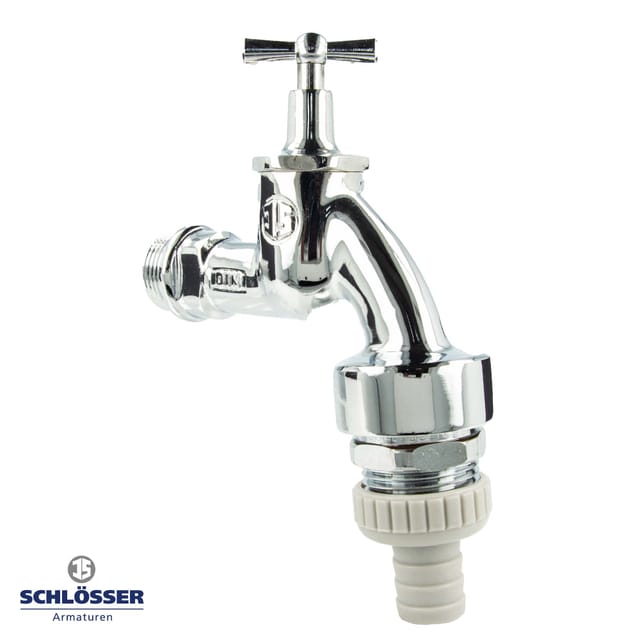 Schlösser Armaturen - js DVGW-Auslaufventil 3/4 Zoll mit Knebeloberteil, rv und Rohrbelüfter, poliert verchromt