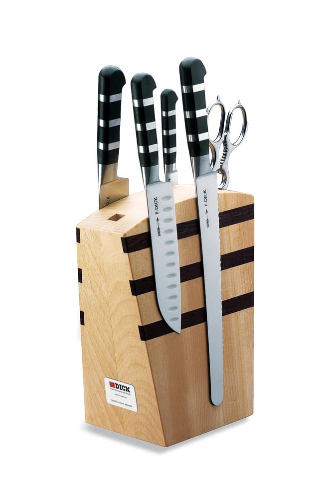 F.dick - Dick Messerblock mit Küchenmesser 1905 Santoku Kochmesser + Schere X50CrMoV15