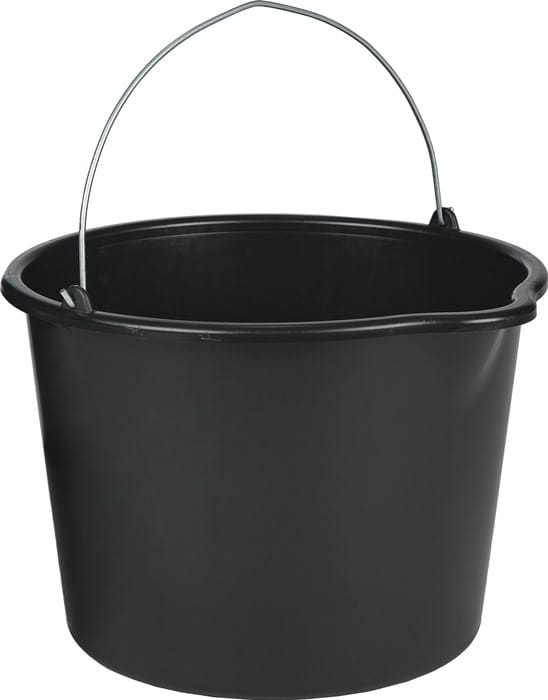 Baueimer 20 l mit Tülle schwarz Polyethylen