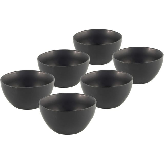 Porzellan Müsli Schale 600 ml schwarz - 6er Set - Salat Snack Obst Schüssel 14 cm
