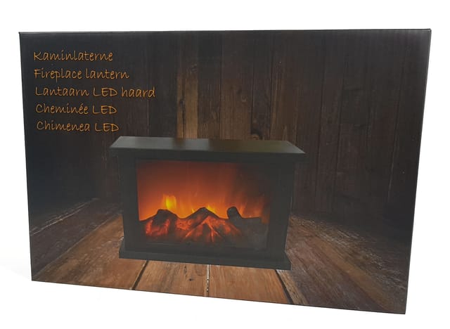 Spetebo - Kaminlaterne 30 cm mit tanzenden led Flammen - Kaminfeuer led Flammeneffekt led Kamin Feuer Laterne