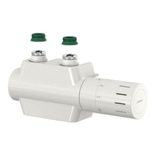 Simplex - Flamco Ventilhahnblock Variodesign mit Thermostat-Kopf TC-D1 und Blende, Weiß