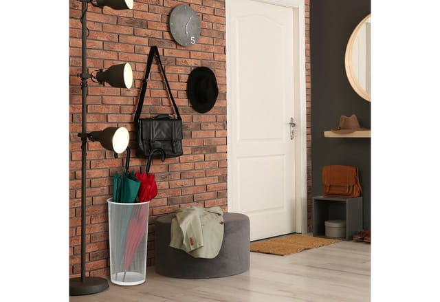 Relaxdays - Schirmständer, für Regenschirme & Gehstöcke, rund, Metall, Gitter Optik, Schirmhalter, HxD: 49,5 x 26 cm, weiß