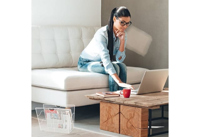 Relaxdays - Zeitungsständer Metall, Zeitschriftenständer freistehend, Mesh, Wohnzimmer und wc, hbt: 27 x 39 x 17 cm, weiß