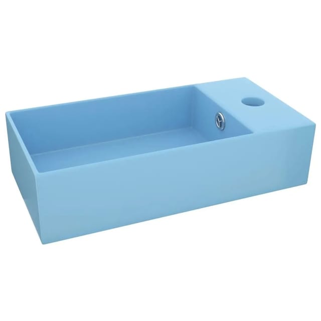Badezimmer-Waschbecken mit Überlauf Keramik Hellblau Vidaxl