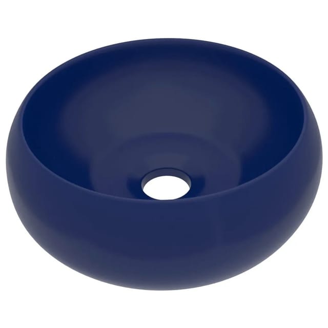 Luxuriöses Waschbecken Rund Matt Dunkelblau 40x15 cm Keramik vidaXL