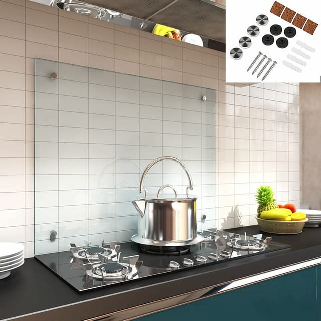 Küchenrückwand Spritzschutz Fliesenspiegel Küche Wandschutz Glas 6mm esg Klarglas - 80x60CM